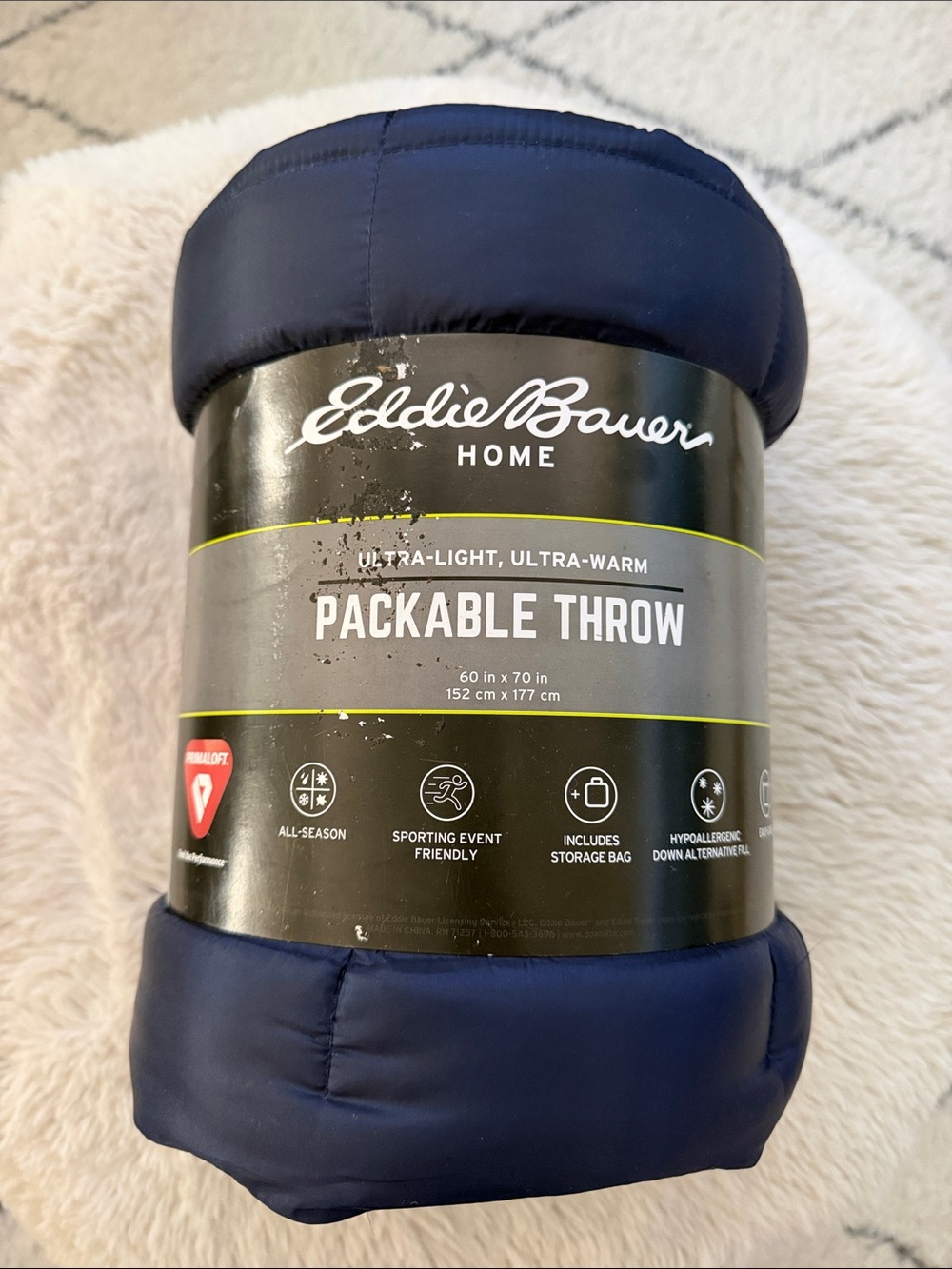 Eddie Bauer Packable Throw - Navy Blue